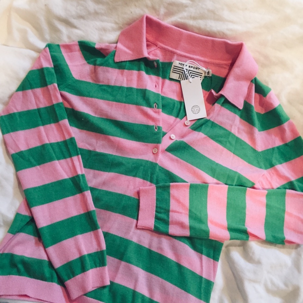 Tory Burch Sport Performance Merino Polo Sweater